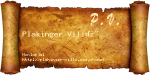 Plakinger Villő névjegykártya